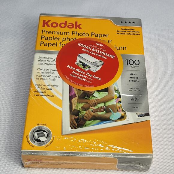 New Sealed Kodak Premium Photo Paper 4x6 Instant Dry 100 Sheets Gloss Brilliant - Picture 4 of 5